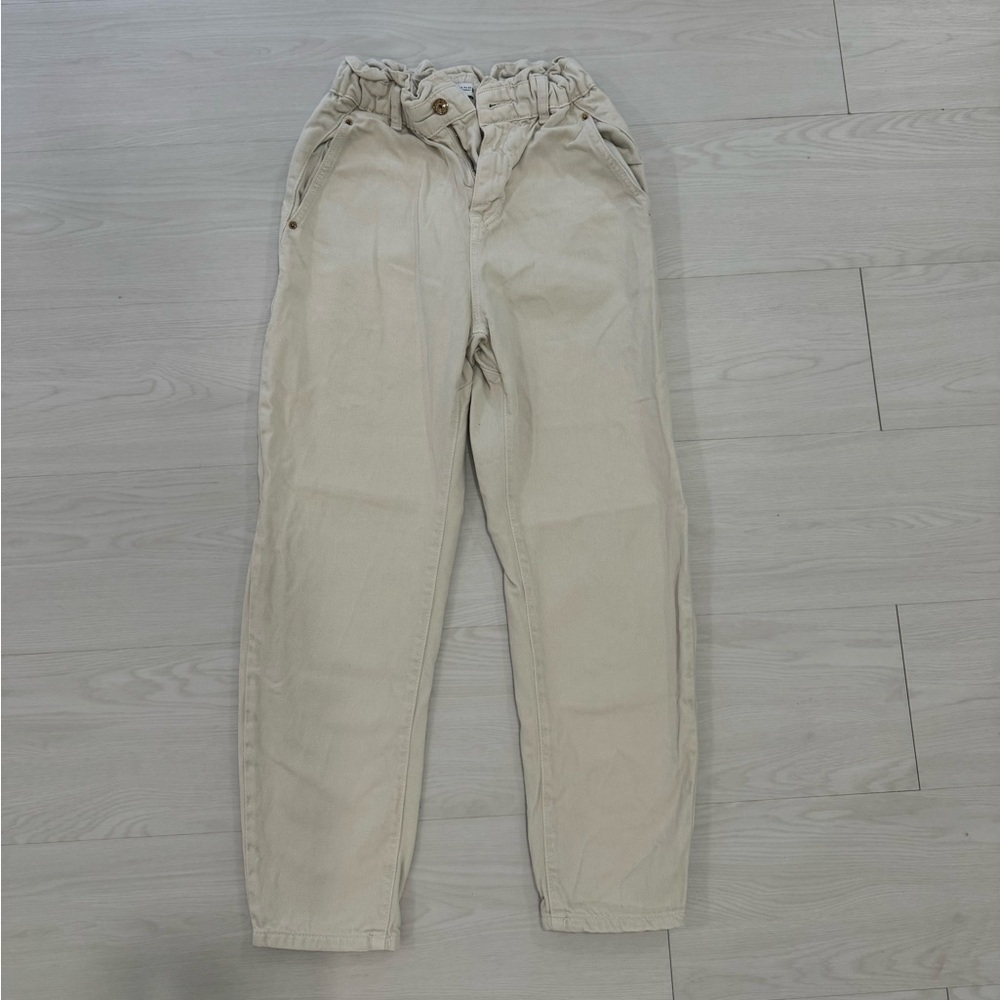 zara 5862 062 paper bag jeans beige size 0